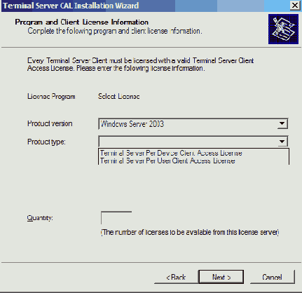 Инсталляция Terminal Server Licensing